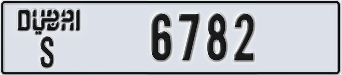 UAE License Plate Dubai S 6782