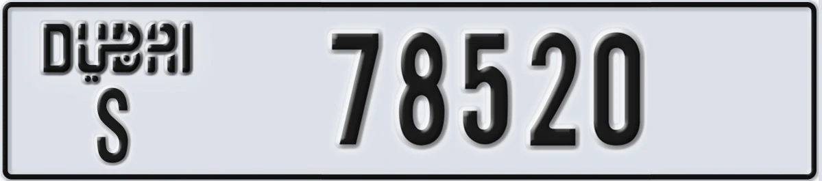 UAE License Plate Dubai S 78520