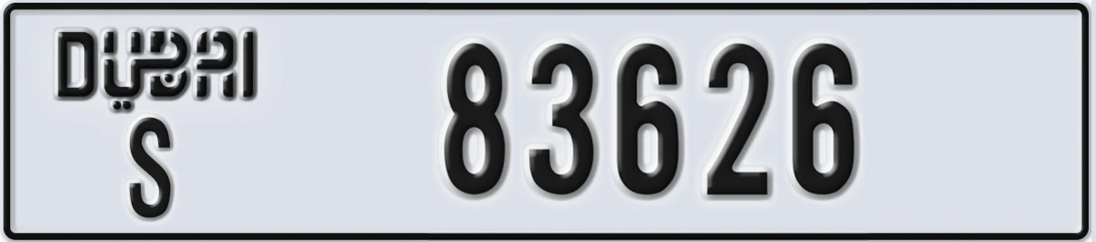 UAE License Plate Dubai S 83626
