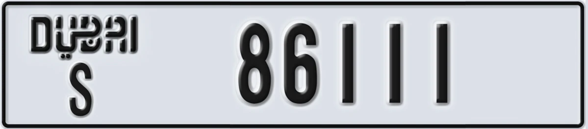 UAE License Plate Dubai S 86111
