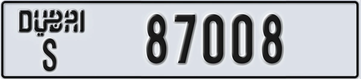 UAE License Plate Dubai S 87008