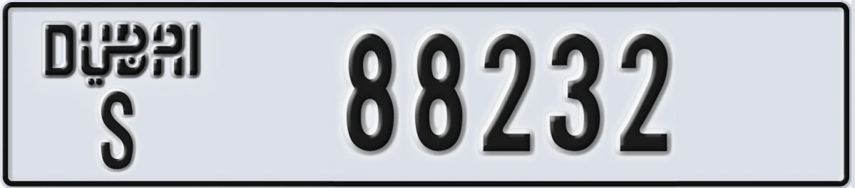 UAE License Plate Dubai S 88232