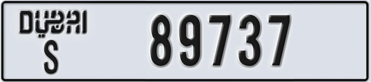 UAE License Plate Dubai S 89737