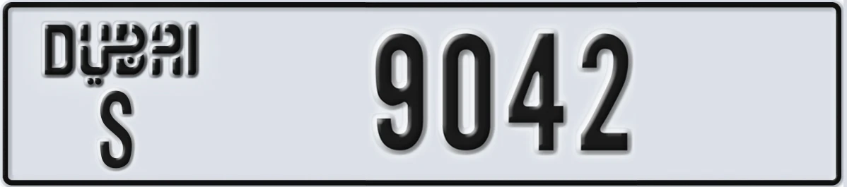 UAE License Plate Dubai S 9042