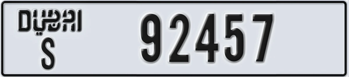 UAE License Plate Dubai S 92457