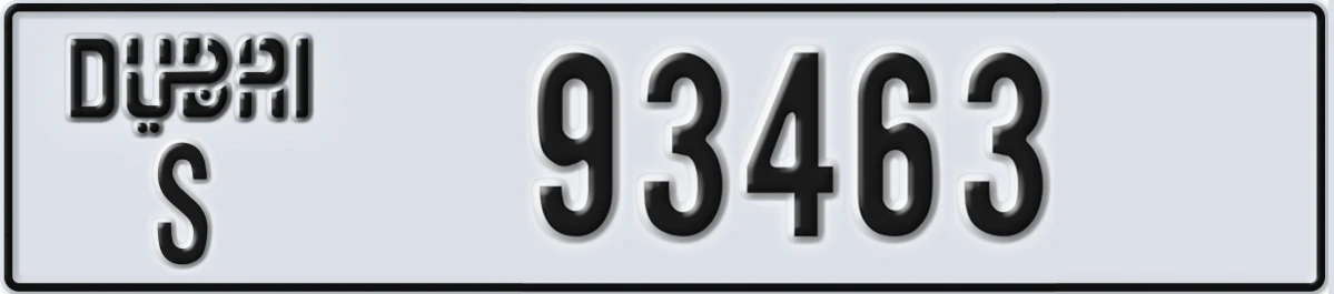 UAE License Plate Dubai S 93463