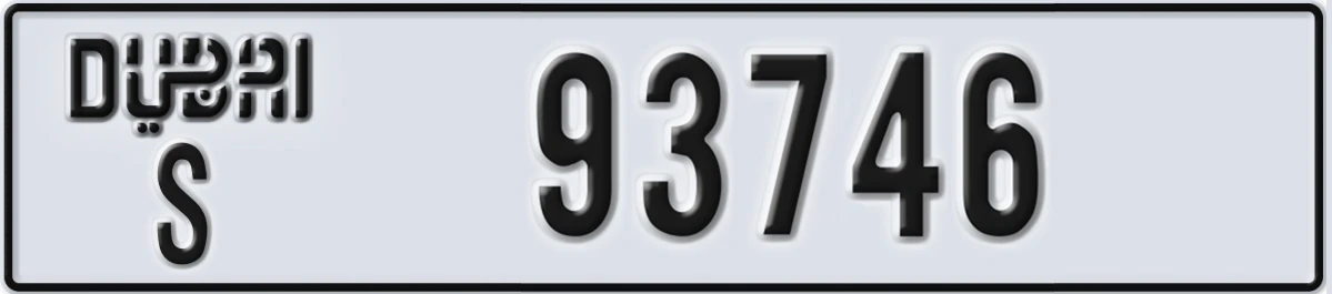 UAE License Plate Dubai S 93746