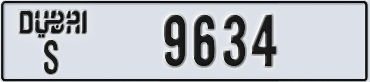 UAE License Plate Dubai S 9634
