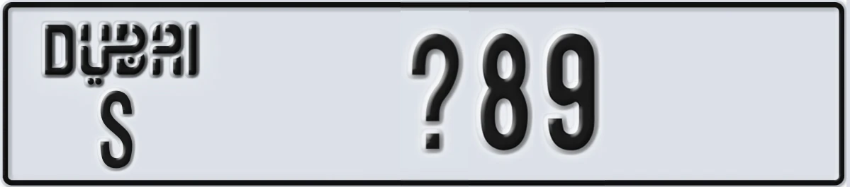 UAE License Plate Dubai S X89