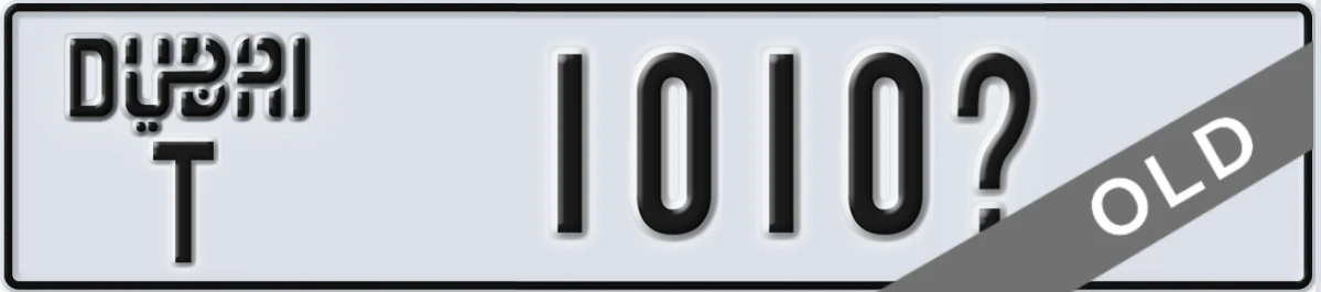 UAE License Plate Dubai T 1010X