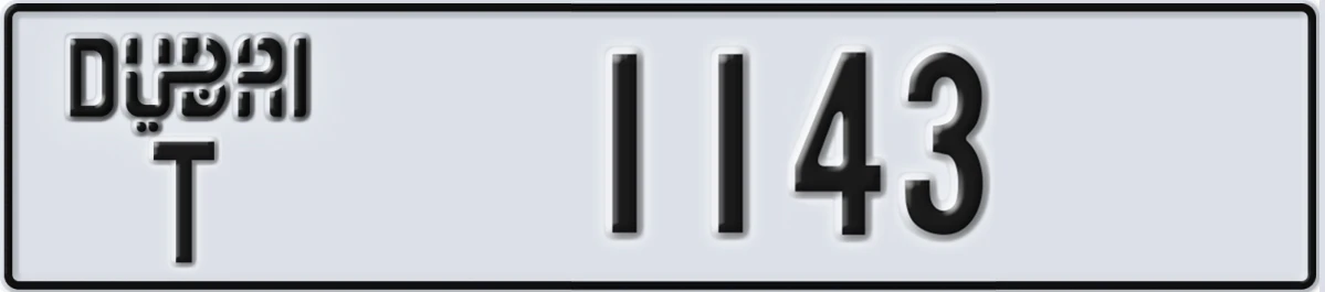 UAE License Plate Dubai T 1143