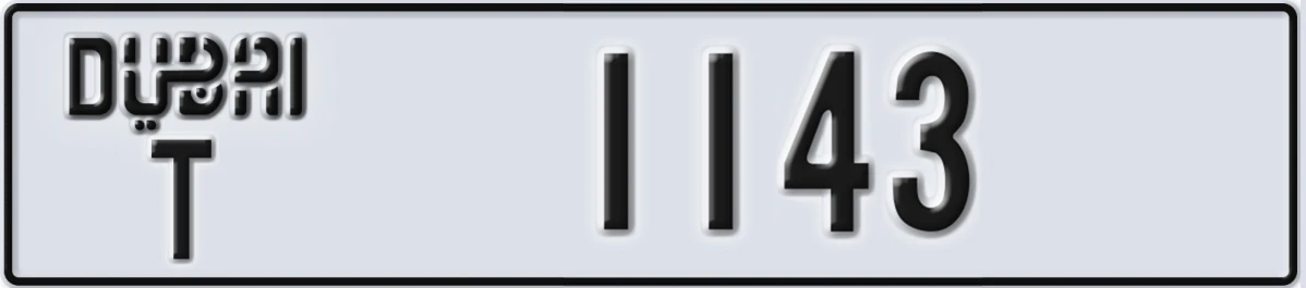 UAE License Plate Dubai T 1143