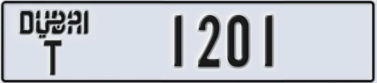 UAE License Plate Dubai T 1201