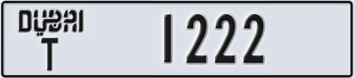 UAE License Plate Dubai T 1222