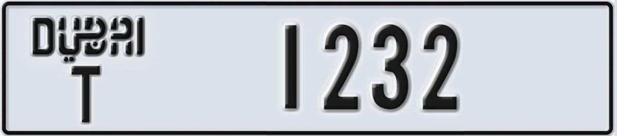 UAE License Plate Dubai T 1232