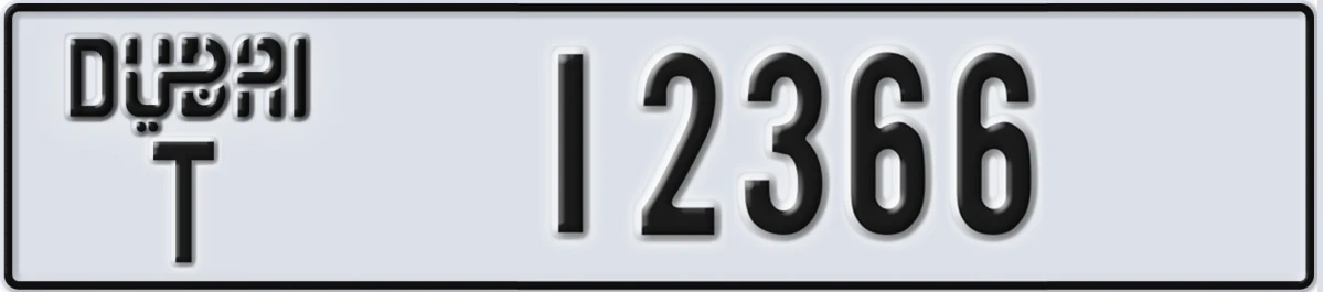 UAE License Plate Dubai T 12366