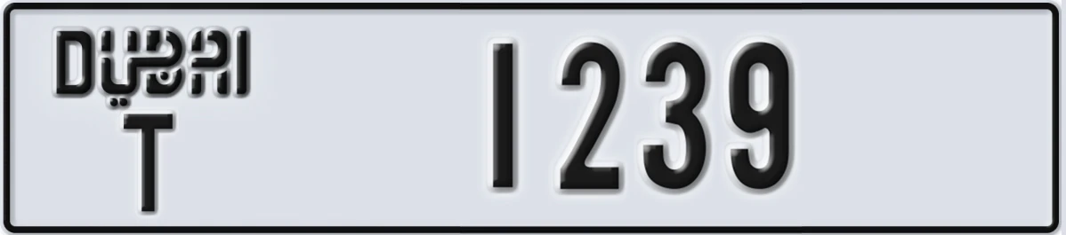 UAE License Plate Dubai T 1239
