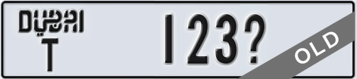 UAE License Plate Dubai T 123X