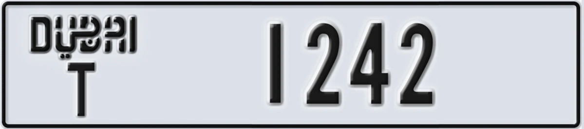 UAE License Plate Dubai T 1242