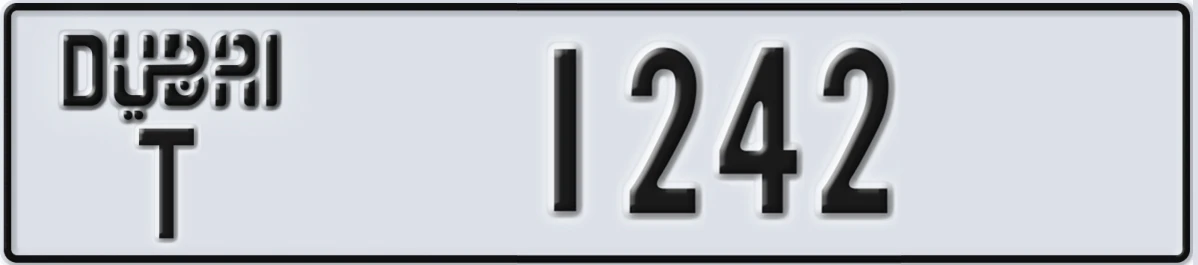 UAE License Plate Dubai T 1242