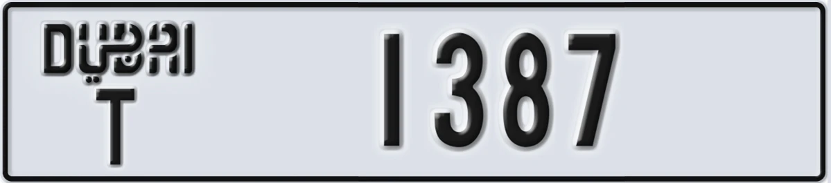 UAE License Plate Dubai T 1387