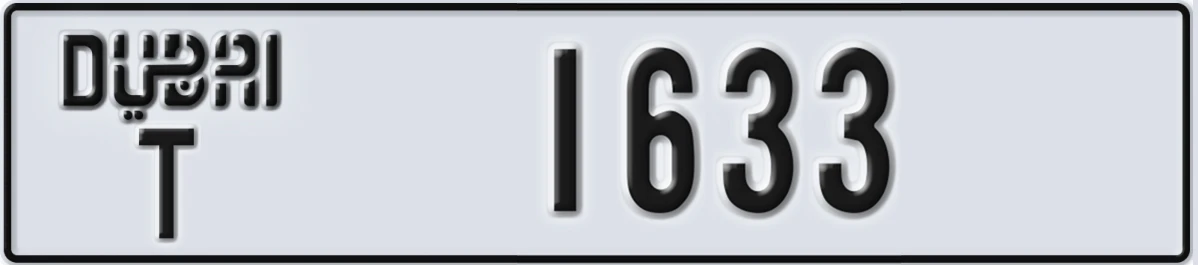 UAE License Plate Dubai T 1633