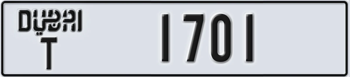UAE License Plate Dubai T 1701