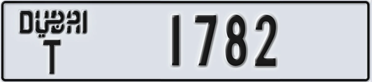 UAE License Plate Dubai T 1782