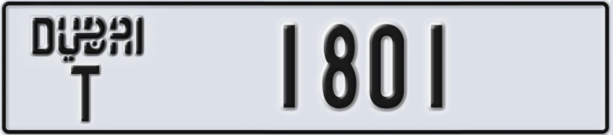 UAE License Plate Dubai T 1801