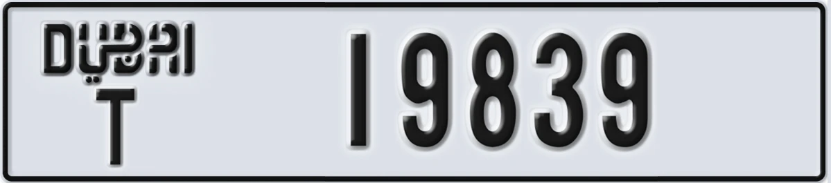 UAE License Plate Dubai T 19839