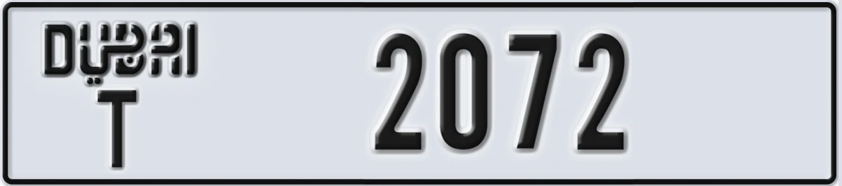 UAE License Plate Dubai T 2072