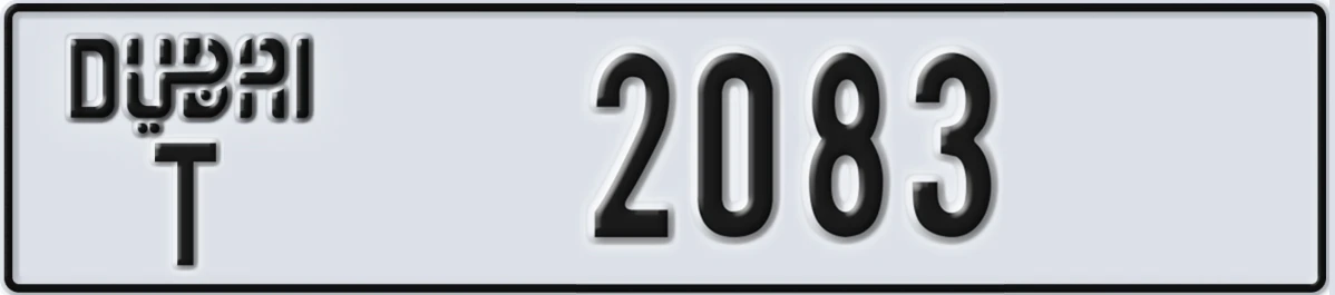 UAE License Plate Dubai T 2083