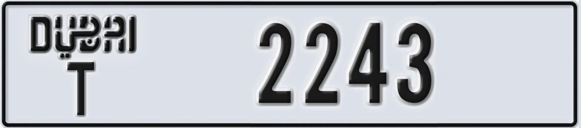 UAE License Plate Dubai T 2243