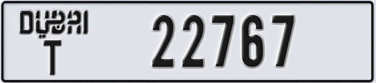 UAE License Plate Dubai T 22767
