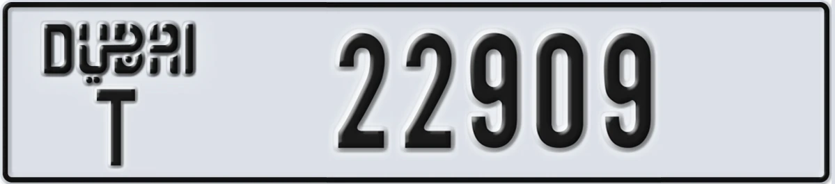 UAE License Plate Dubai T 22909