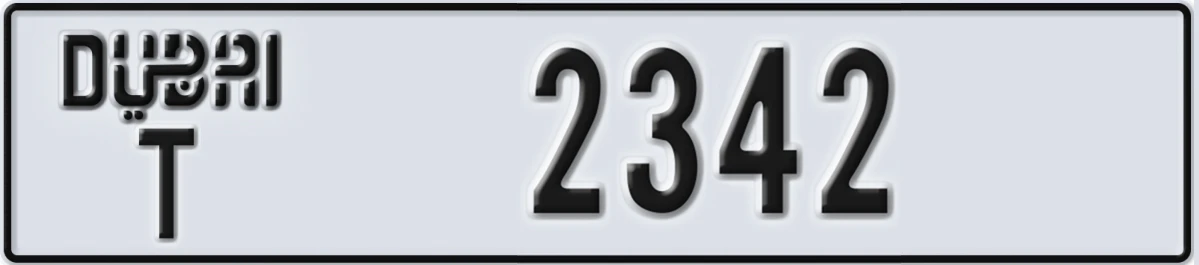 UAE License Plate Dubai T 2342