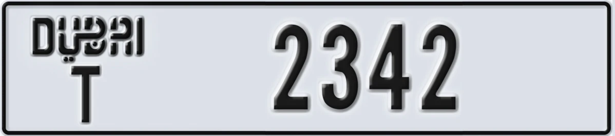 UAE License Plate Dubai T 2342