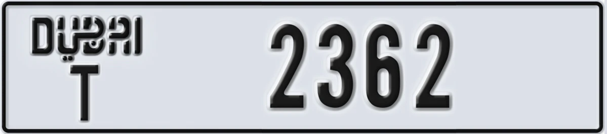 UAE License Plate Dubai T 2362