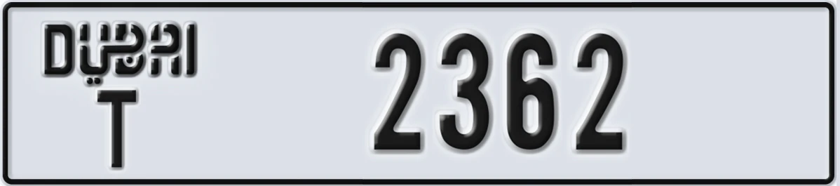 UAE License Plate Dubai T 2362