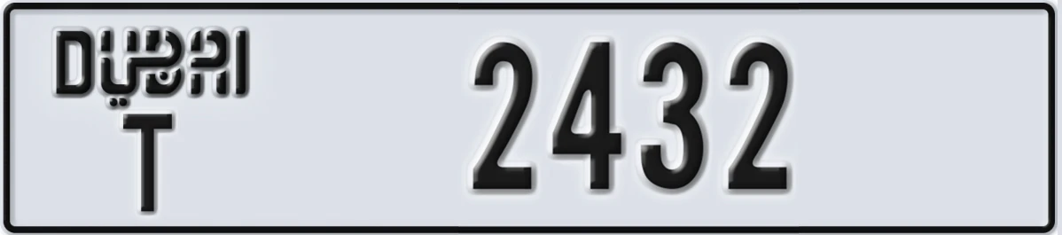 UAE License Plate Dubai T 2432