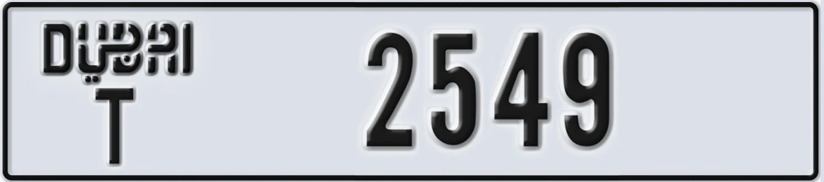 UAE License Plate Dubai T 2549