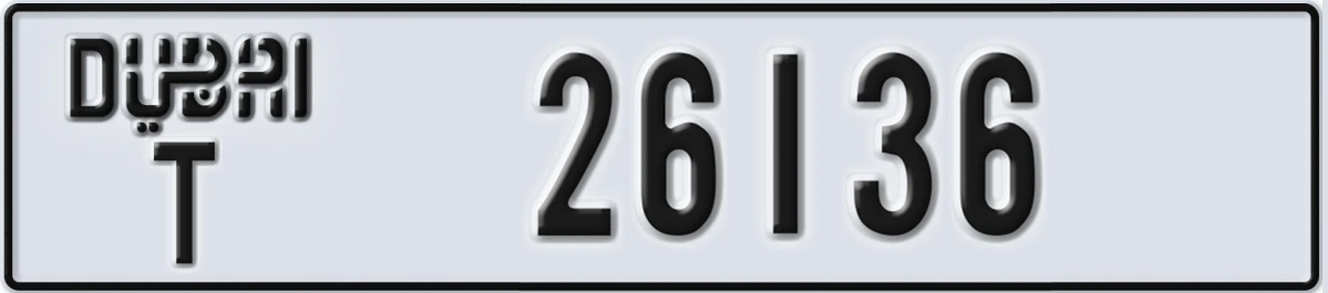 UAE License Plate Dubai T 26136