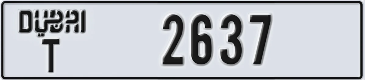 UAE License Plate Dubai T 2637