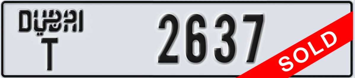 UAE License Plate Dubai T 2637