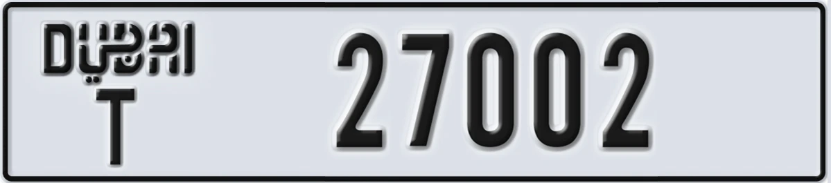UAE License Plate Dubai T 27002