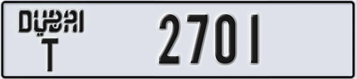 UAE License Plate Dubai T 2701