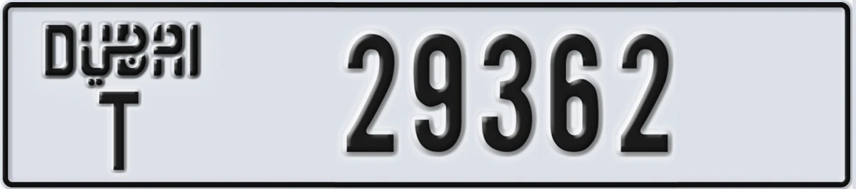 UAE License Plate Dubai T 29362