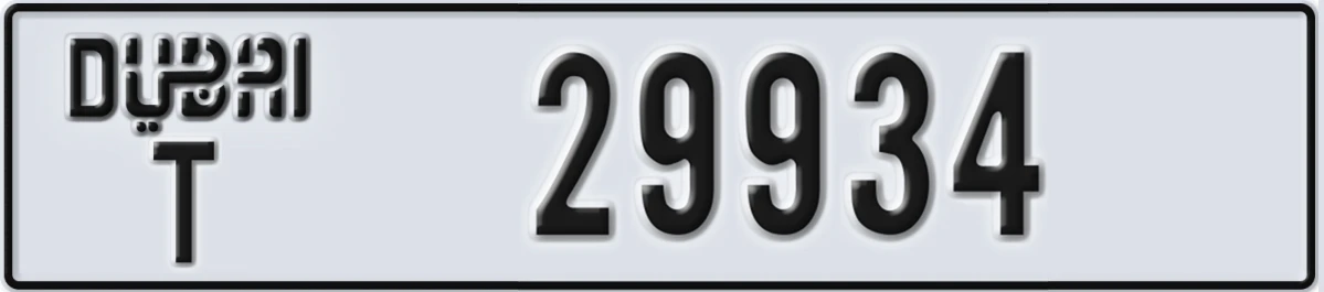 UAE License Plate Dubai T 29934