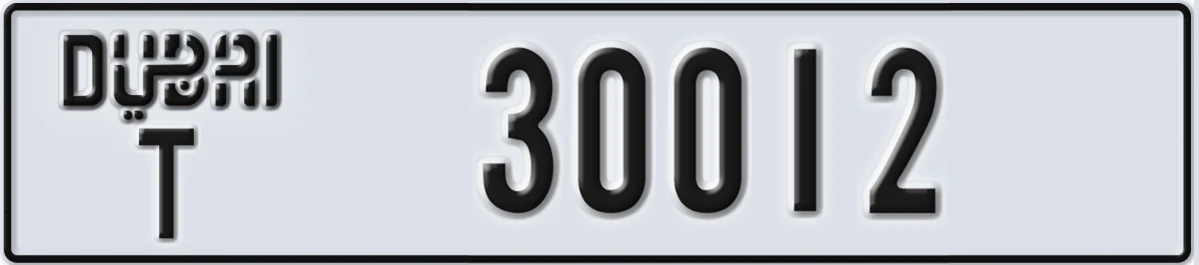 UAE License Plate Dubai T 30012