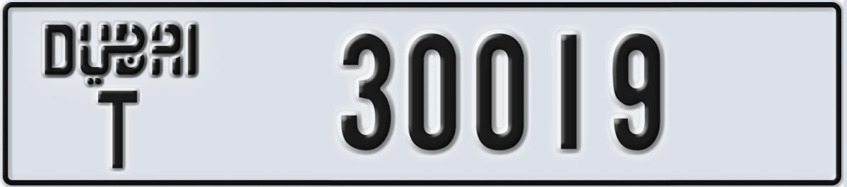 UAE License Plate Dubai T 30019